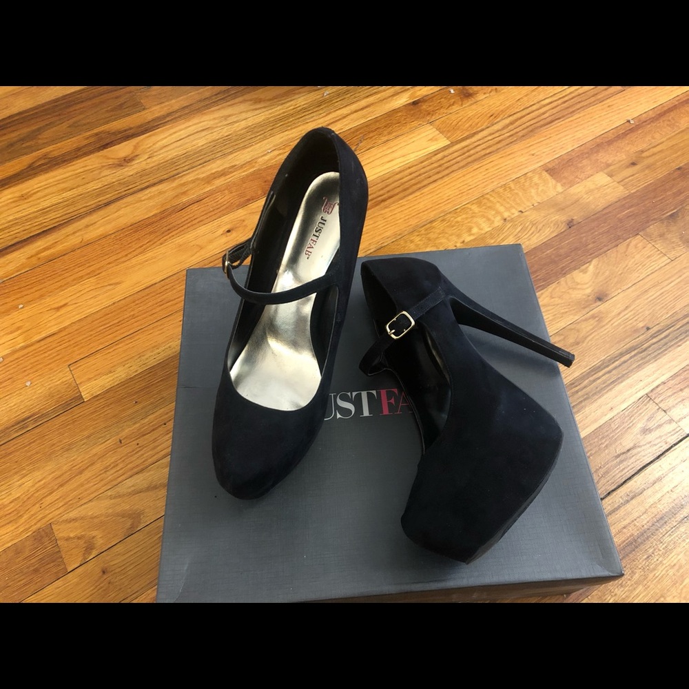 Just Fab Black Suede Platform MaryJane - 4” Heel
